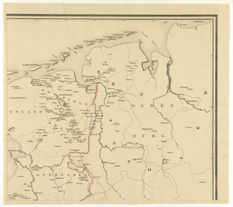 215056 Archeologische kaart van het noordoostelijke deel van Nederland en een deel van Duitsland (Oldenburg, Hannover, ...